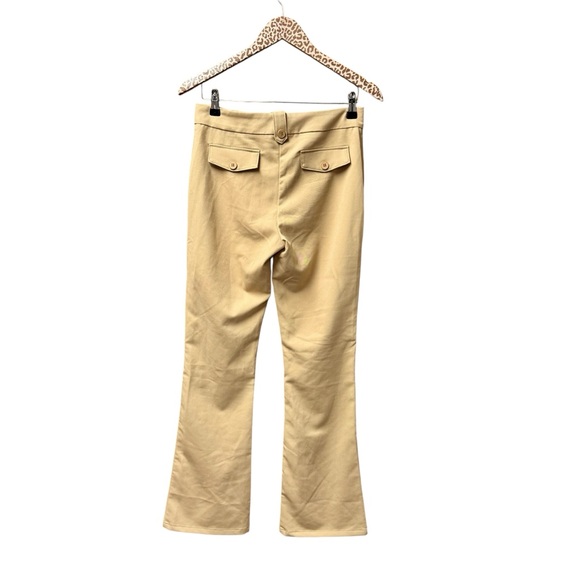 NEW Princess Polly Veronika Pants Flare Leg Trousers Beige US 4 NWT - Picture 5 of 16